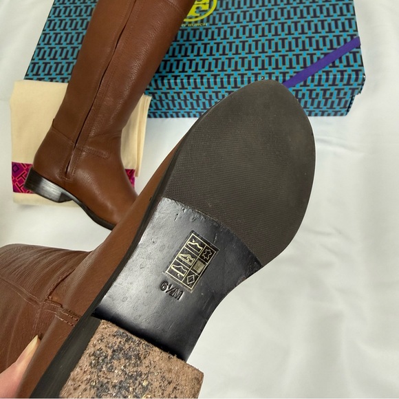 TORY BURCH Boots Brown Leather Tall Jolie Riding Boots 6.5 - Picture 8 of 14